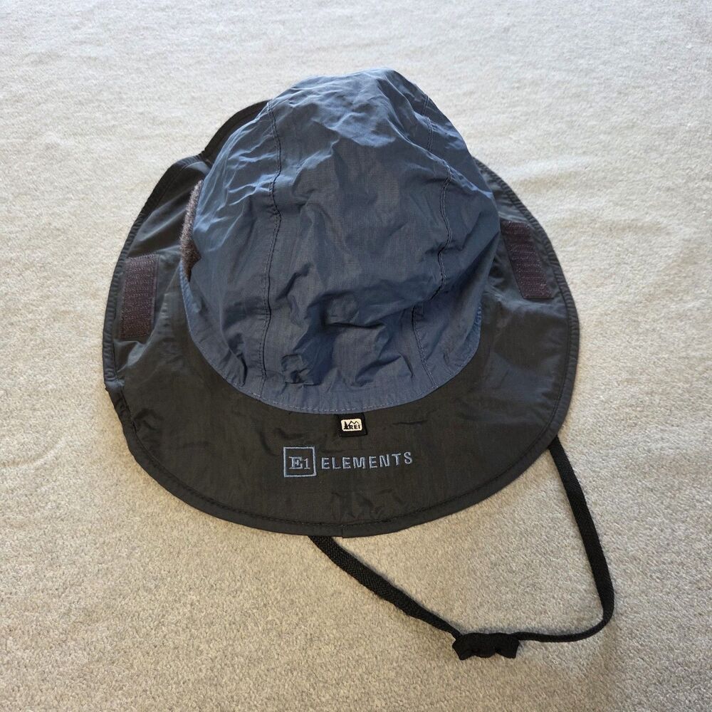 REI E1 Elements Coolmax Blue Nylon Boonie Cap Bucket Hat Size Medium Rain Gear